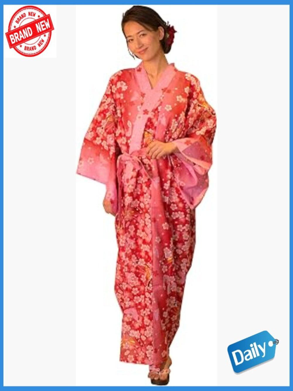 Authentic Japanese Yukata Robe Set Cotton Easy Wear Kimono